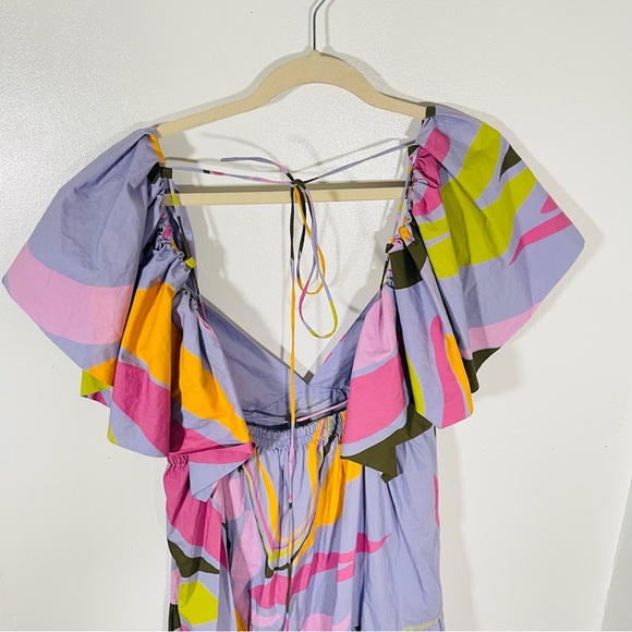 NWT La Ligne Stella Lavender Floral Midi Dress Wedding Pastel Bohemian Size XL - Picture 6 of 8